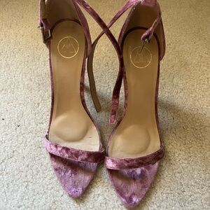 Elegant Pink Crushed Velvet Women's Open Toe Heels